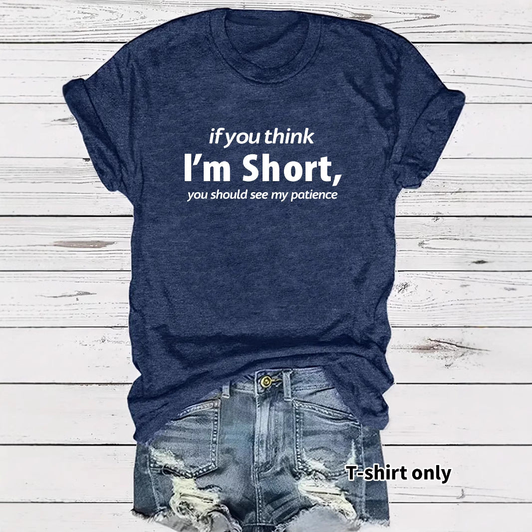 Funny Words Print Round Neck Short Sleeve