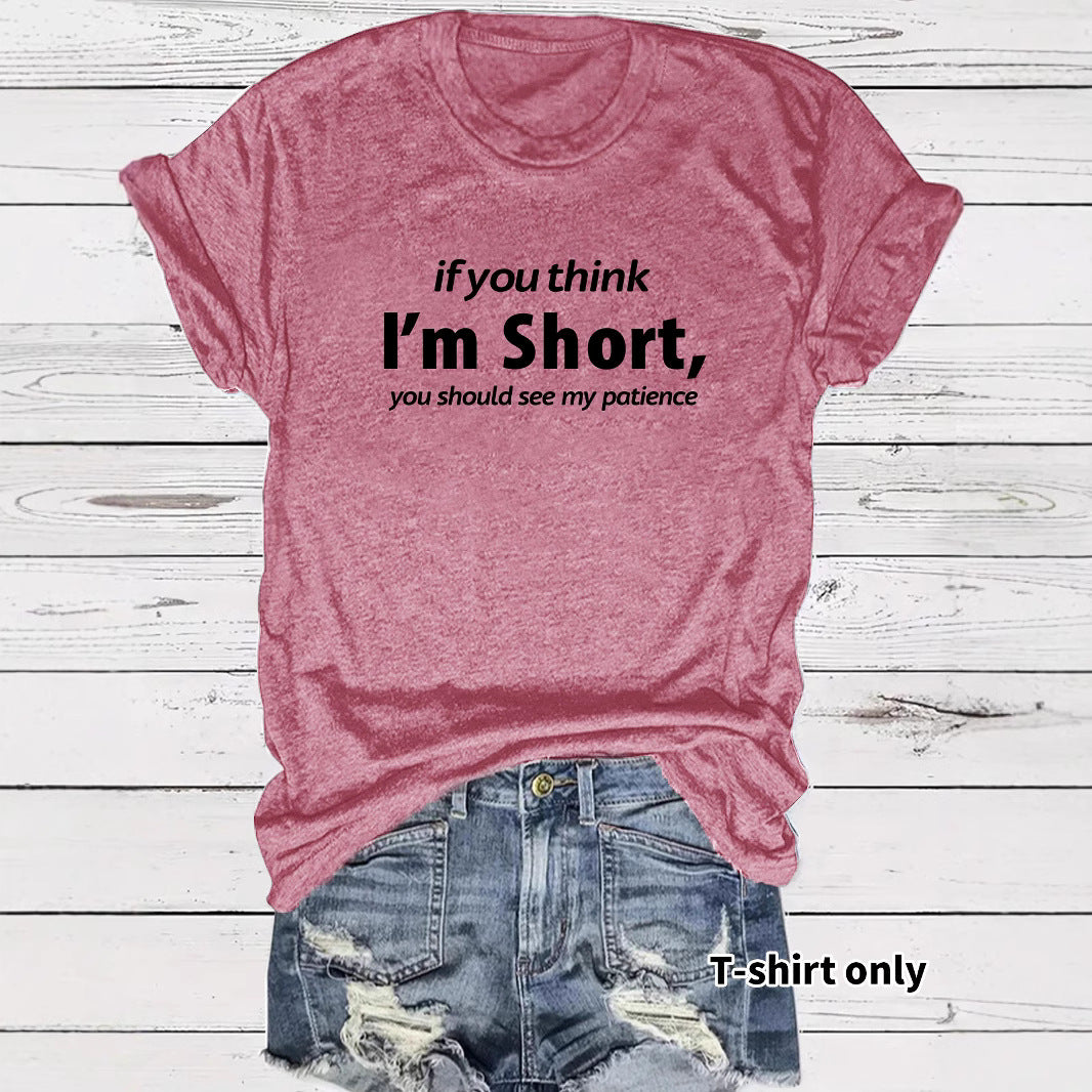 Funny Words Print Round Neck Short Sleeve
