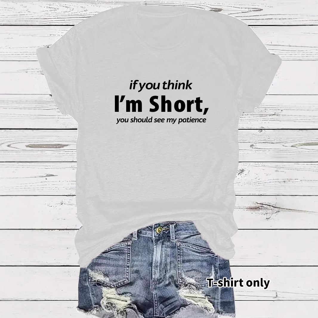 Funny Words Print Round Neck Short Sleeve