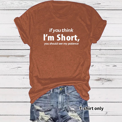 Funny Words Print Round Neck Short Sleeve