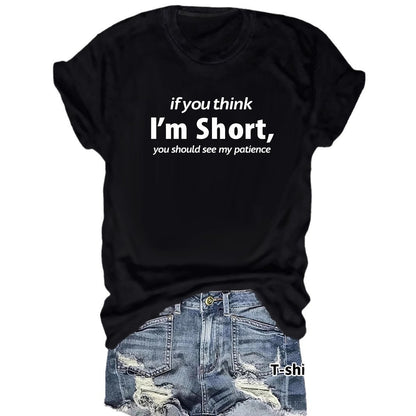 Funny Words Print Round Neck Short Sleeve