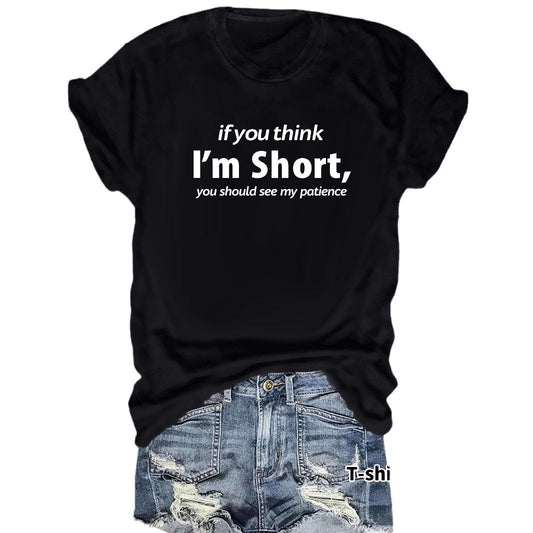 Funny Words Print Round Neck Short Sleeve