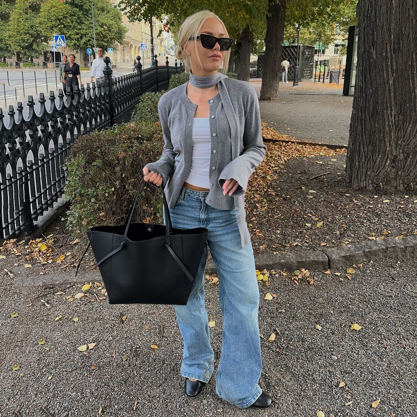 Cardigan button scarf long sleeved sweater solid color base top