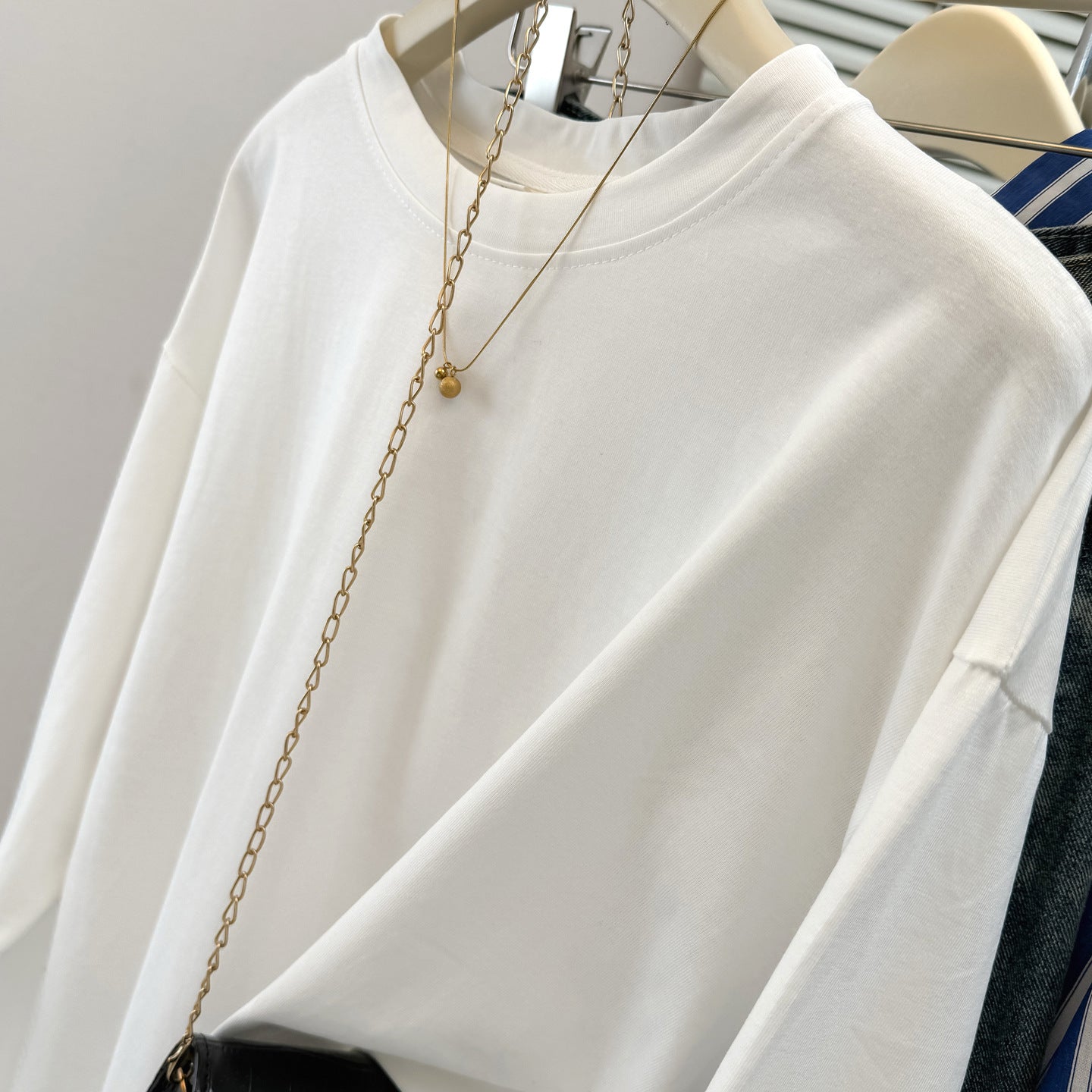 Style Real Shot White Lace Trimmed Long Sleeve T-Shirt Women Early Spring Autumn Loose Korean Style Innerwear Top