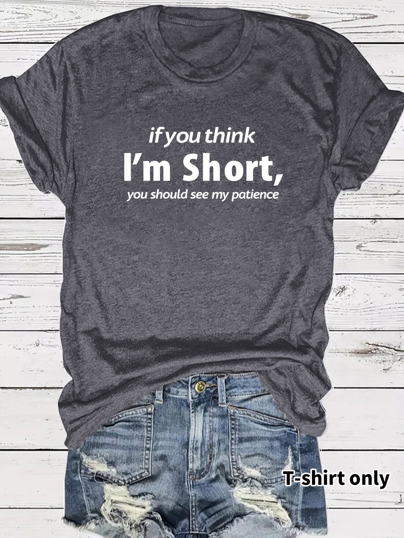 Funny Words Print Round Neck Short Sleeve