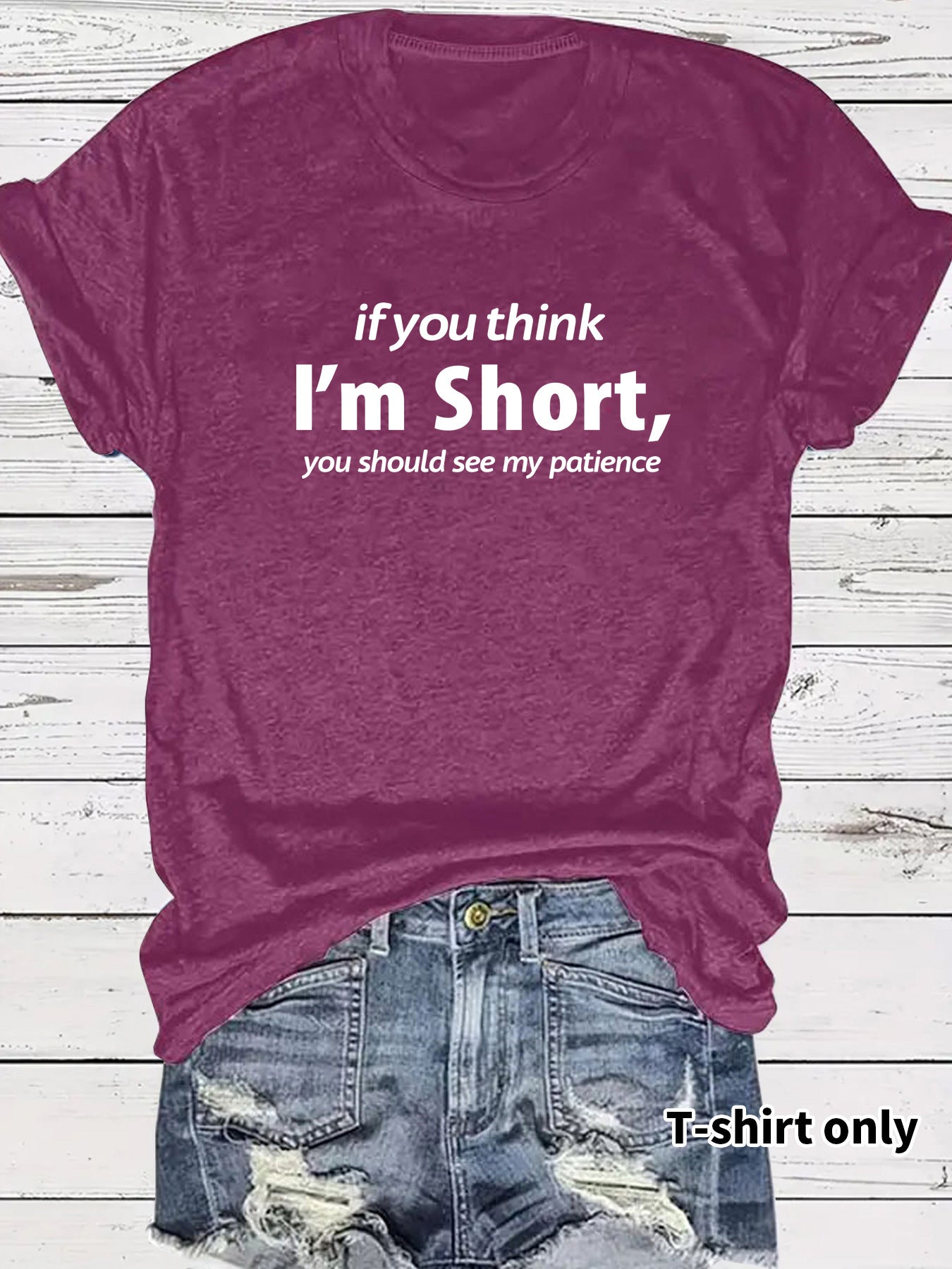 Funny Words Print Round Neck Short Sleeve