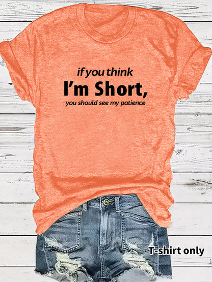 Funny Words Print Round Neck Short Sleeve
