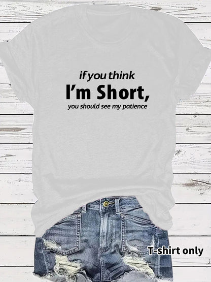Funny Words Print Round Neck Short Sleeve