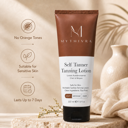 🔥Up to 75% OFF 🌞Mythivra Self Tanner Body Lotion - Gradual Natural Bronzed Sunless Tan, Hydrating Streak-Free Tanning Glow, Vegan, Cruelty-Free, Pregnancy Safe