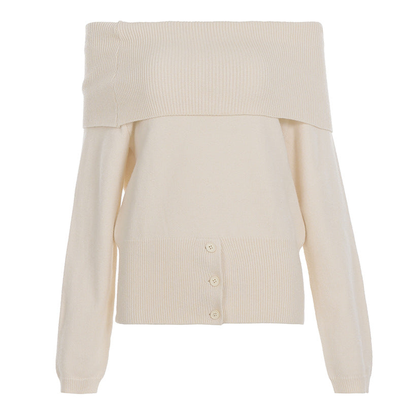 One shoulder sweater slim fit and slimming long sleeved top