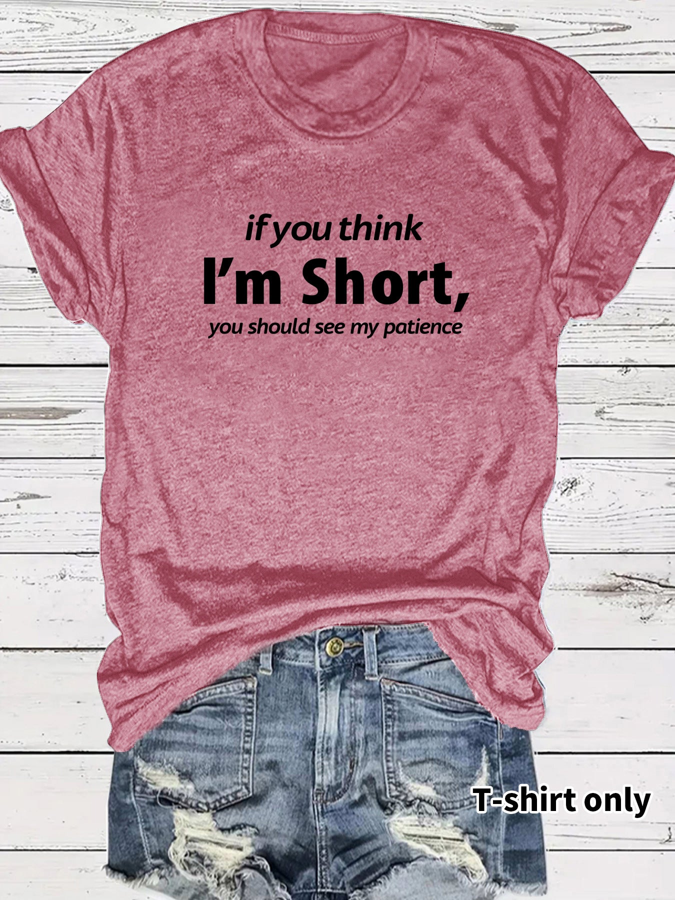 Funny Words Print Round Neck Short Sleeve