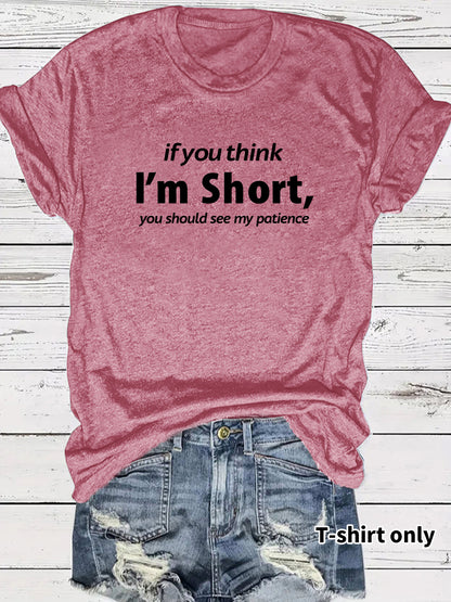 Funny Words Print Round Neck Short Sleeve