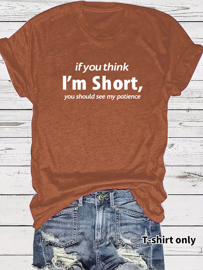 Funny Words Print Round Neck Short Sleeve